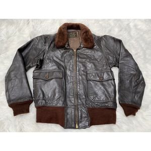 Avirex Type G-1 Men's Flight Jacket Leather Bomber Brown Army Aeronautics Sz L